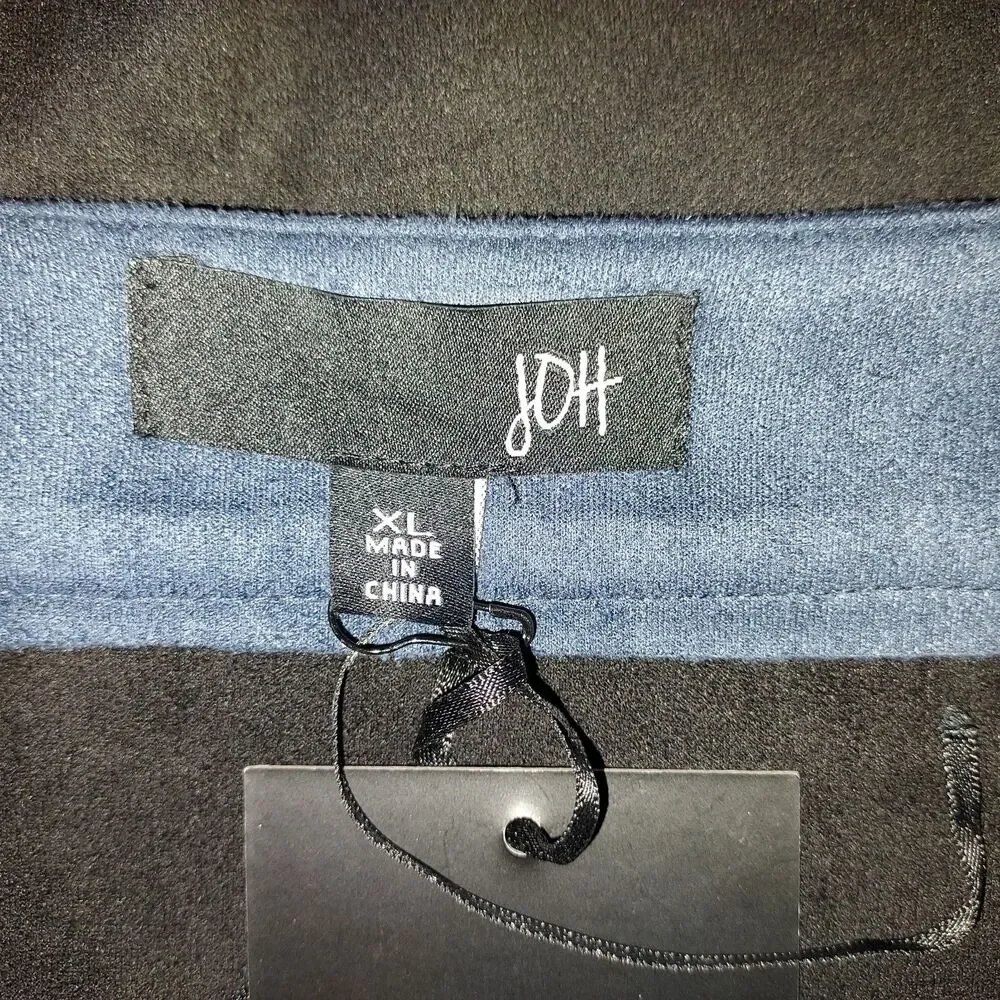 JOH Skirt Soft Faux Suede Size XL Snap Front Pockets Stretch Black Blue NWT